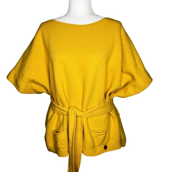 See by Chloe Yellow Wool Belted Poncho Top w/ Pockets - Picture 1 of 10